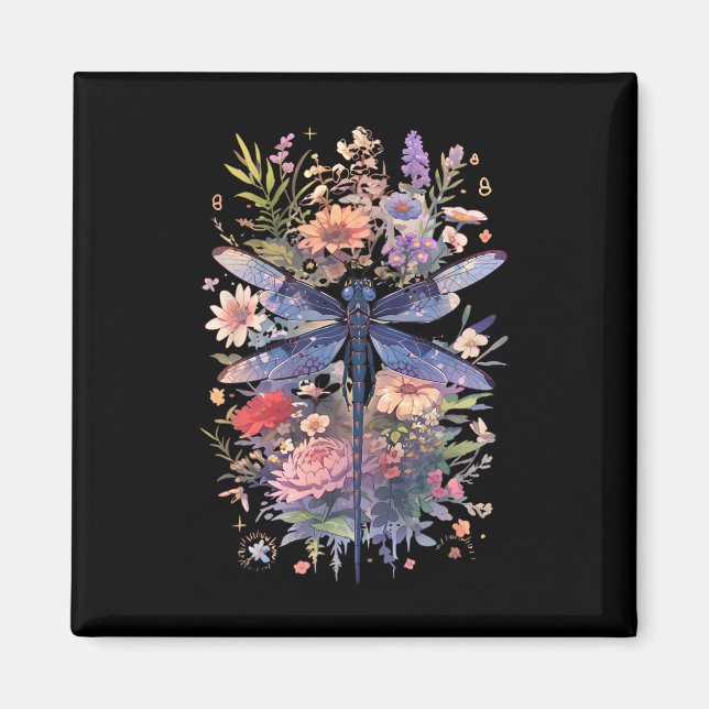 Vacker Dragonfly Watercolor Art Insekt Älskare Ea Magnet (Framsidan)