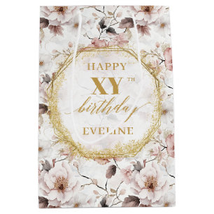 Vacker Dusty Rosa Boho Guld Birthday Gift Bag