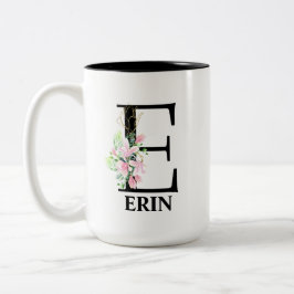 Vacker E-monogram initial Två-Tonad Mugg