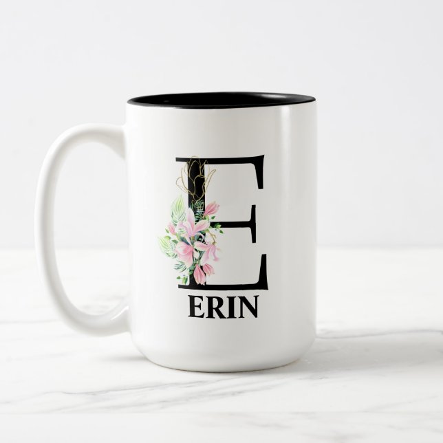 Vacker E-monogram initial Två-Tonad Mugg (Vänster)