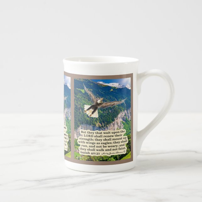 Vacker Eagle Scripture Isaiah 40:31 Benporslin Mugg (Höger)