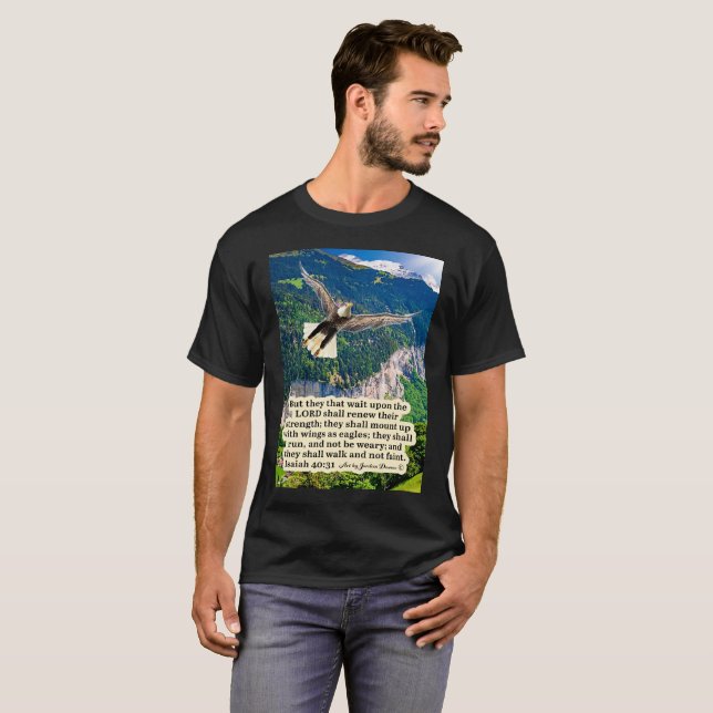 Vacker Eagle Scripture Isaiah 40:31 T Shirt (Hel framsida)