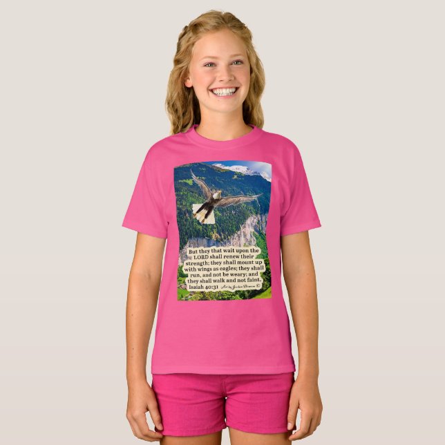 Vacker Eagle Scripture Isaiah 40:31 T Shirt (Hel framsida)