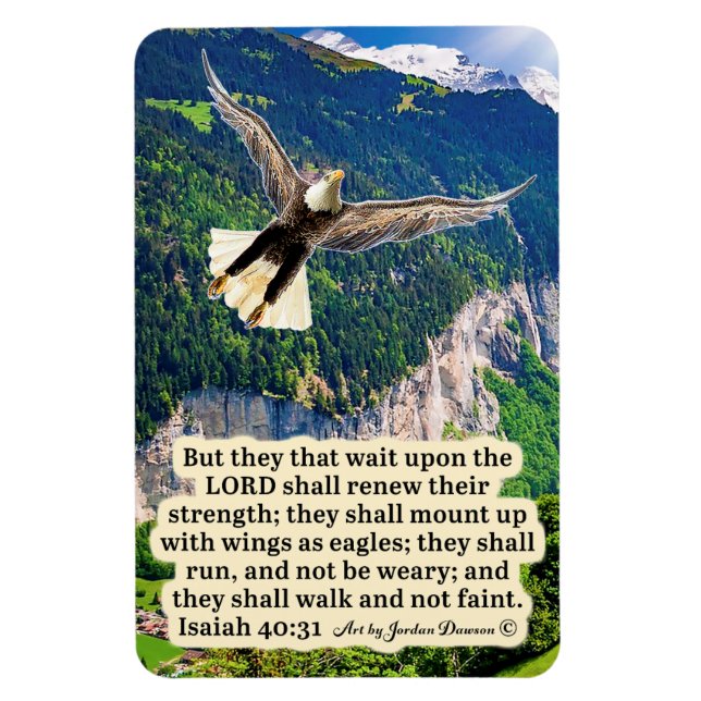 Vacker Eagle Scripture Magnet Isaiah 40:31 (Vertikal)