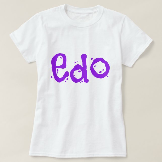 Vacker Edo Lila och White T Shirt (Design framsida)
