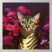 Vacker egyptisk mau Cat i en nattgarden