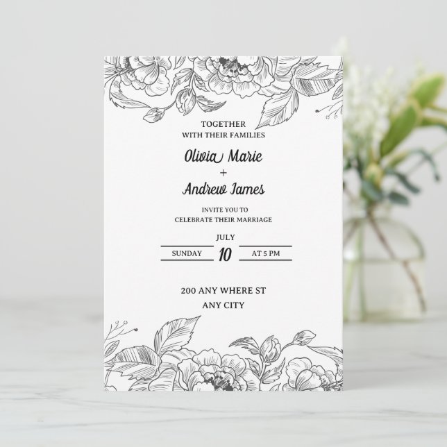 vacker elegant blomstergudstjänstinvitation inbjudningar (Stående Fram)