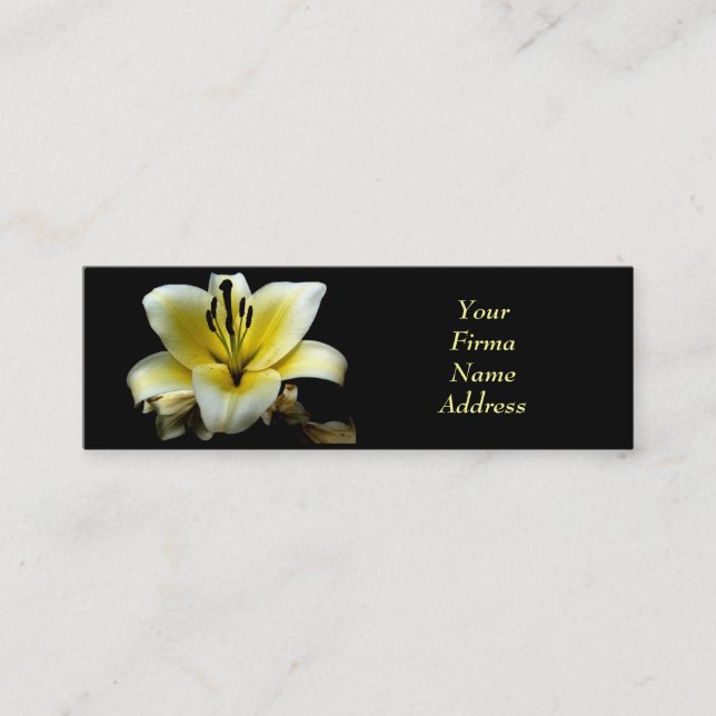 Vacker Elegant Gul på Svart Blomma Mini Visitkort (Framsida)