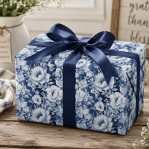 Vacker Elegant Indigo Blå Blommig Mönster