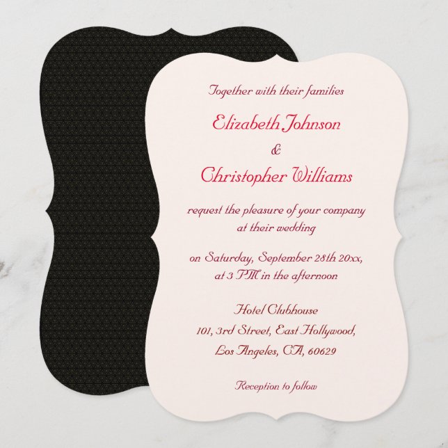 Vacker Elegant Lyxig Anpassad Bröllopsinbjudan Inbjudningar (Fram/baksida)