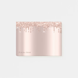 Vacker Elegant Roséguld Glitterdroppar Post-it Block
