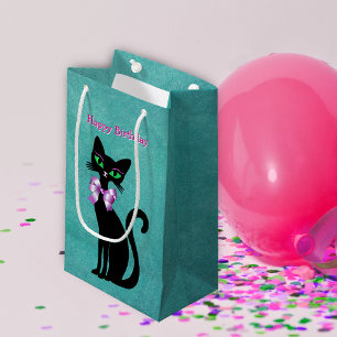 Vacker Elegant Svart Födelsedag Katt Gröna Ögon Sl