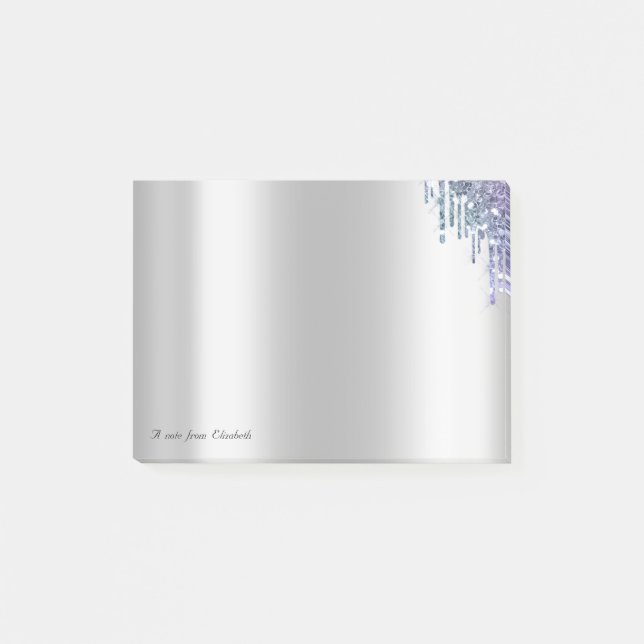 Vacker Elegant Violett Glitterdroppar Post-it Block (Framsida)
