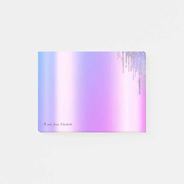 Vacker Elegant Violett Glitterdroppar Post-it Block (Framsida)