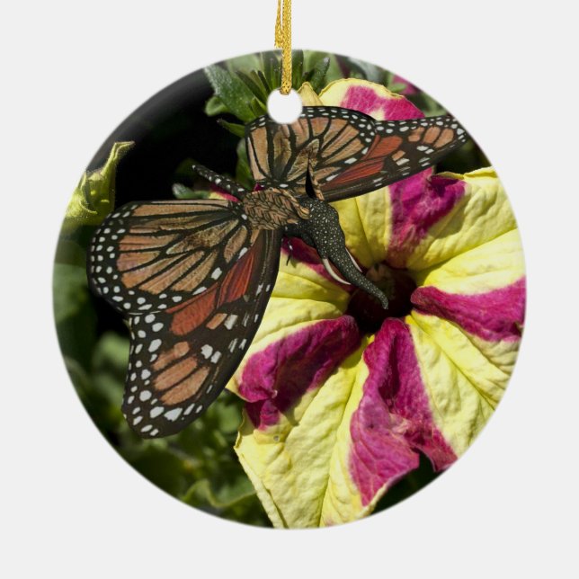 Vacker Elephant Butterfly Julgransprydnad Keramik (Baksidan)