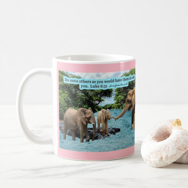 Vacker Elephant Scripture Luke 6:31 Kaffemugg (Med munk)