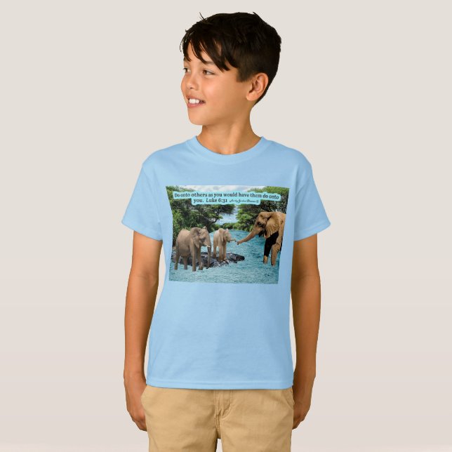 Vacker Elephant Scripture Luke 6:31 T Shirt (Hel framsida)