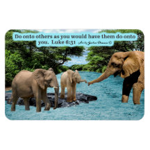 Vacker Elephant Scripture Magnet Luke 6:31