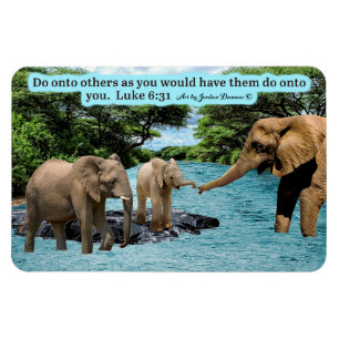 Vacker Elephant Scripture Magnet Luke 6:31