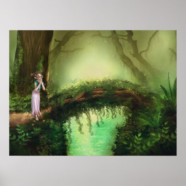 Vacker Elf Fairy i Fantasy Enchanted Forest Poster (Framsidan)