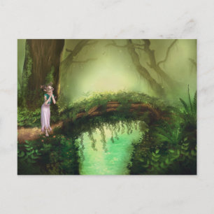 Vacker Elf Fairy i Fantasy Enchanted Forest Vykort