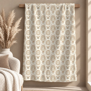 Vacker elfenbensbeige boho regnbåge filt dekoratio
