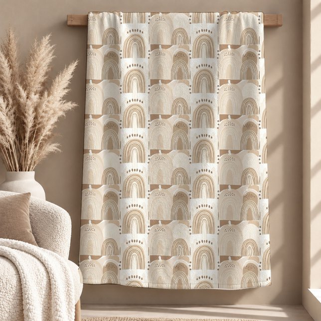 Vacker Elfenbensbeige Regnbågsblad Kudd Dekor Fleecefilt (Gorgeous Ivory Beige Rainbow Leaves Blanket Decor)