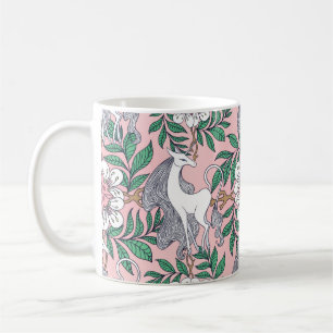Vacker enhörn och cirkulär blommigt av prydnadshav kaffemugg
