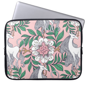 Vacker enhörn och cirkulär blommigt av prydnadshav laptop fodral