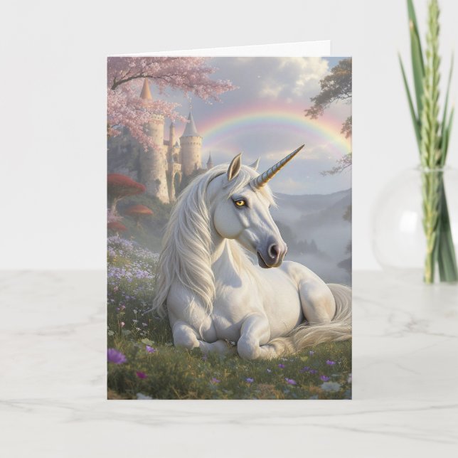 Vacker Enhörning | Önskar dig en Magisk Dag Kort (Framsida)
