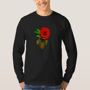 Vacker ensam rosblomma symbol för kärlek t shirt