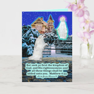 Vacker Eskie och Angel Scripture Matthew 6:33 Kort