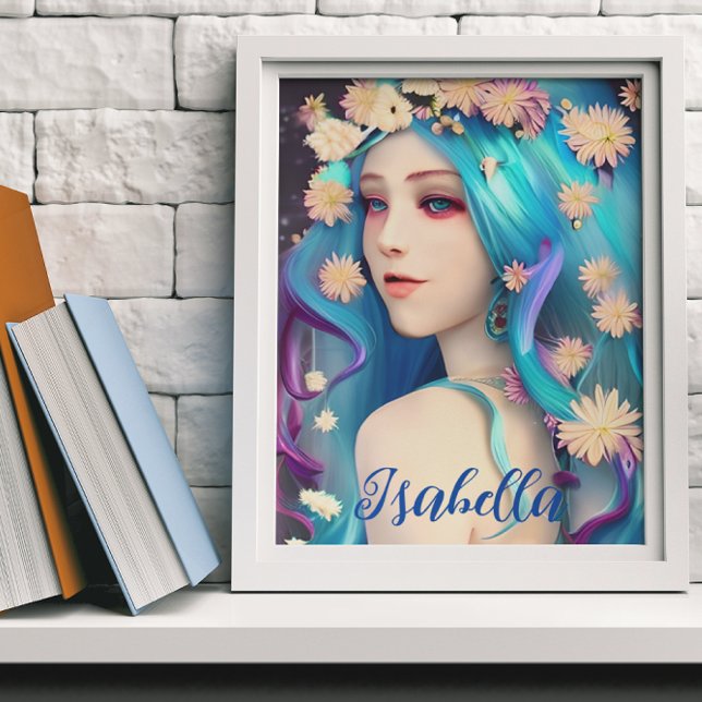 Vacker Eterisk Flicka med Blommor Personlig Poster (Skapare uppladdad)