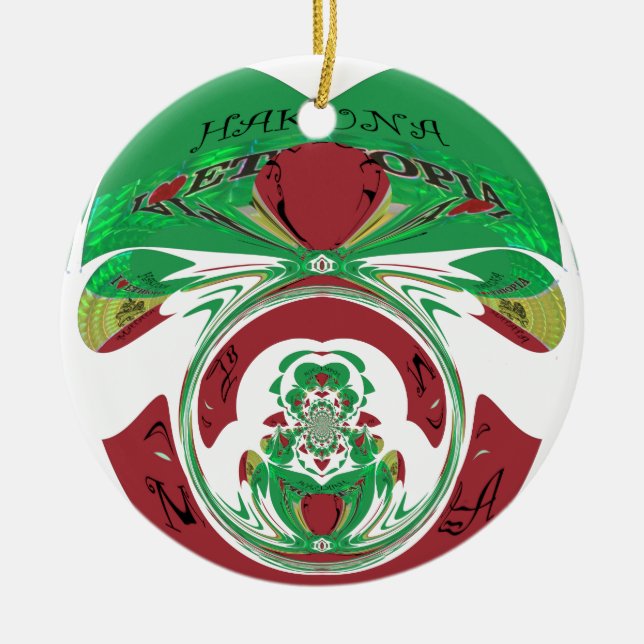 Vacker Etiopien Loely Hakuna Matata I kärlek Hea Julgransprydnad Keramik (Framsidan)