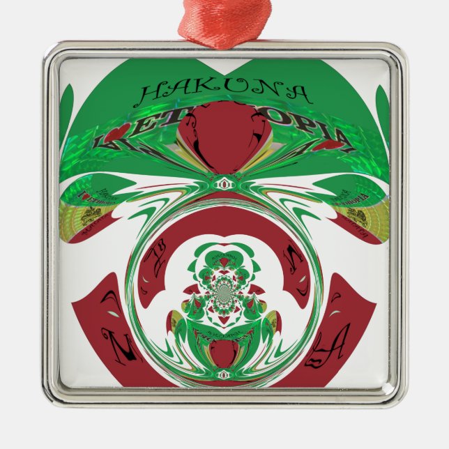 Vacker Etiopien Loely Hakuna Matata I kärlek Hea Julgransprydnad Metall (Framsidan)