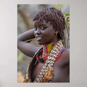 Vacker etiopisk kvinna från Omo Valley Poster