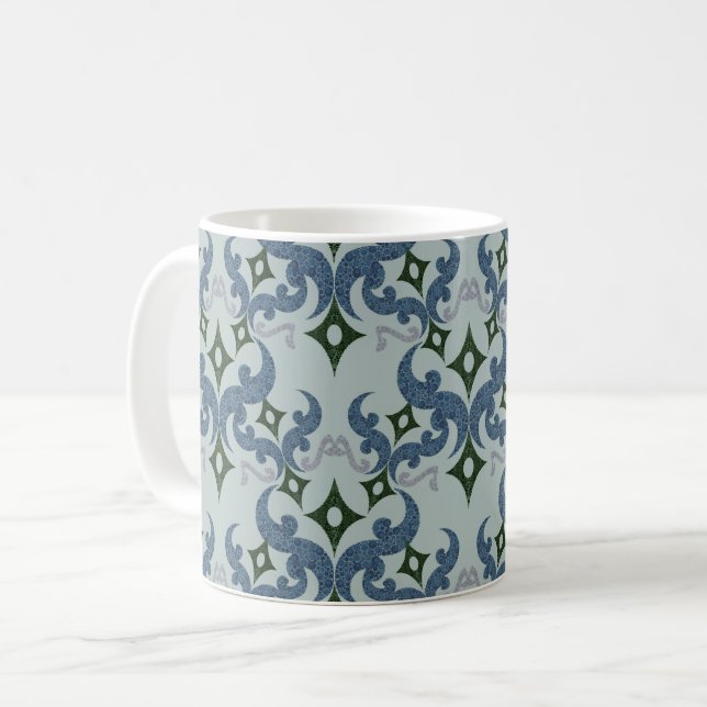 Vacker etniskt Damaskus-mönster pointillism Kaffemugg (Framsida vänster)