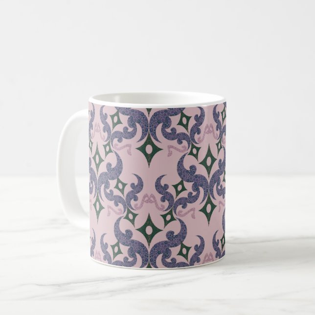 Vacker etniskt Damaskus-mönster pointillism  Kaffemugg (Framsida vänster)