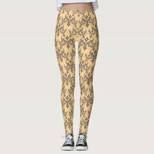 Vacker etniskt Damaskus-mönster pointillism Leggings
