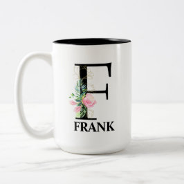 Vacker F-monogram initial Två-Tonad Mugg