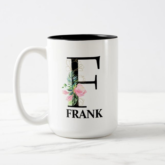Vacker F-monogram initial Två-Tonad Mugg (Vänster)