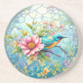 Vacker fågel bland blommor underlägg