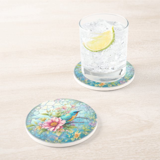 Vacker fågel bland blommor underlägg (Sidan)