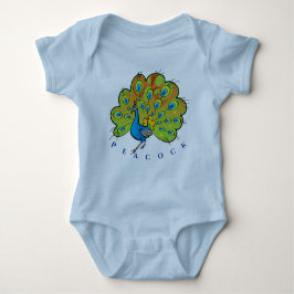 Vacker Fågel Påfågel Orange Gul Blå Grön T Shirt