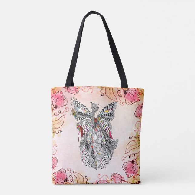 Vacker Fairy Queen Fantasy Tote Bag Tygkasse (Baksida)