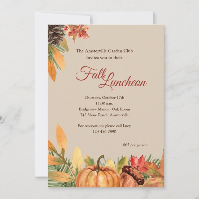 Vacker Fall Luncheon-inbjudan Inbjudningar (Framsida)