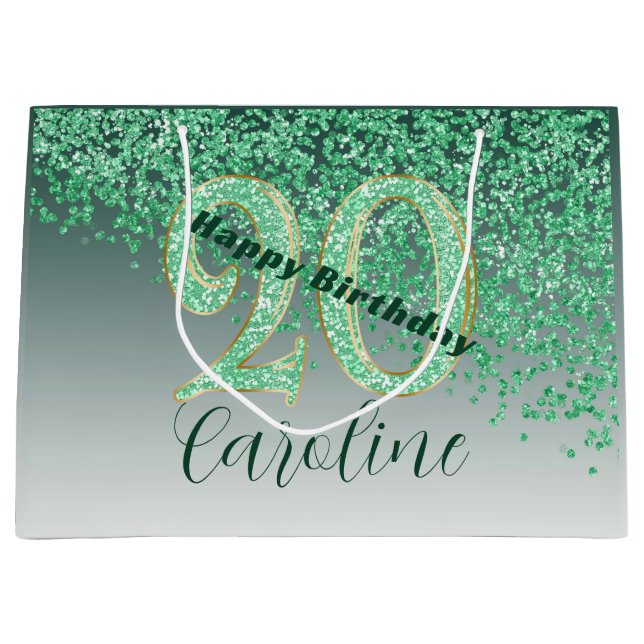 Vacker fallande grön glitter 20-årsdag (Framsidan)