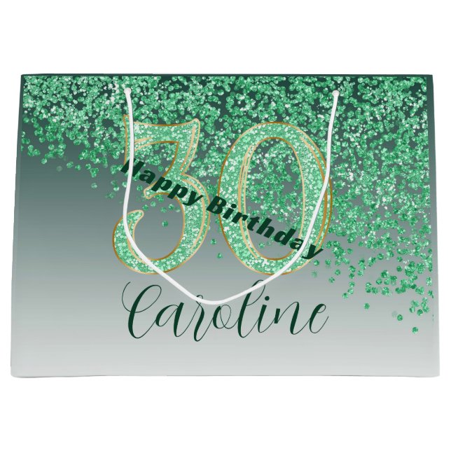 Vacker fallande grön glitter 30-årsdag (Framsidan)