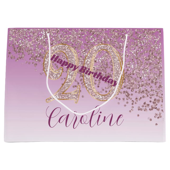 Vacker Fallande Roséguld Glitter 20-årsdag (Framsidan)