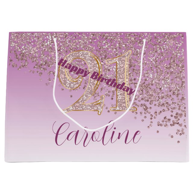 Vacker Fallande Roséguld Glitter 21-årsdag (Framsidan)
